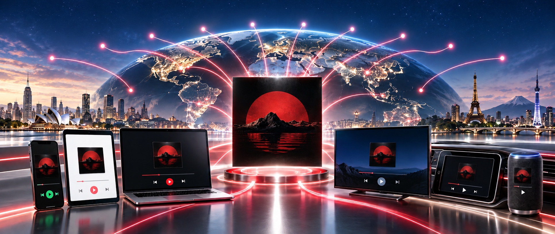 Worldwide digital delivery of a music release to platforms and consumer devices